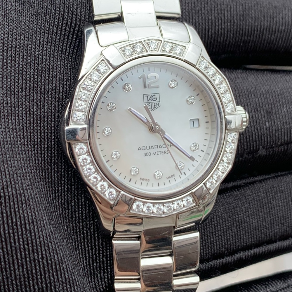 TAG HEUER AQUARACER DIAMOND DIAL & BEZEL QUARTZ LADIES WATCH